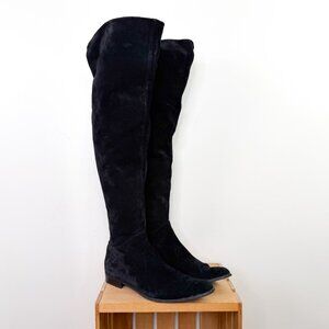 Classic Black Over-the-Knee Boots - Sleek Suede Look